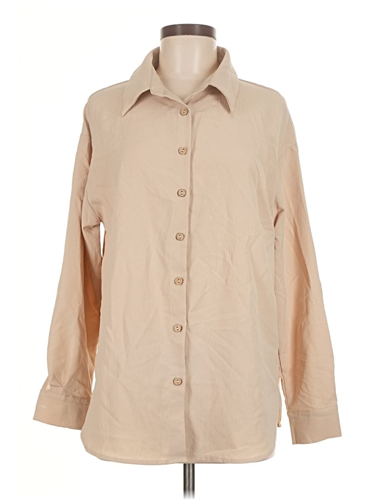 Pre-owned Unbranded Long Sleeve Blouse In Tan