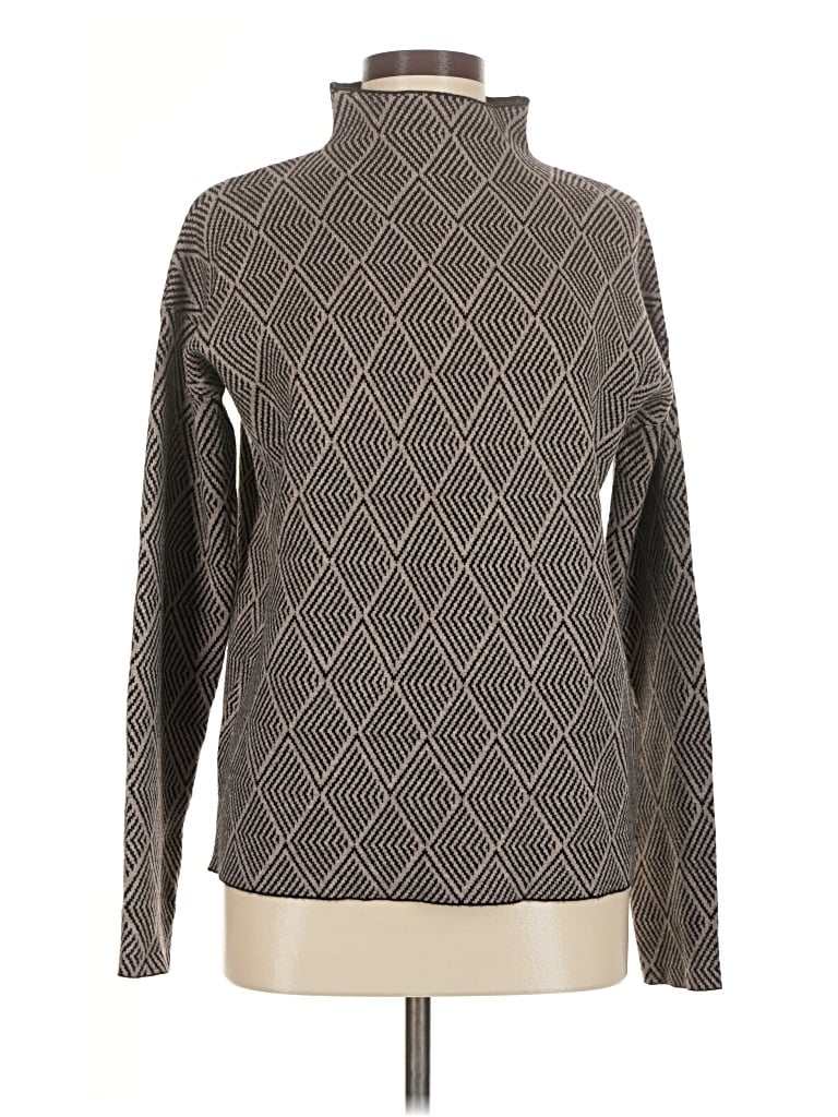 Pre-owned H By Halston Long Sleeve Top Gray Turtleneck Tops