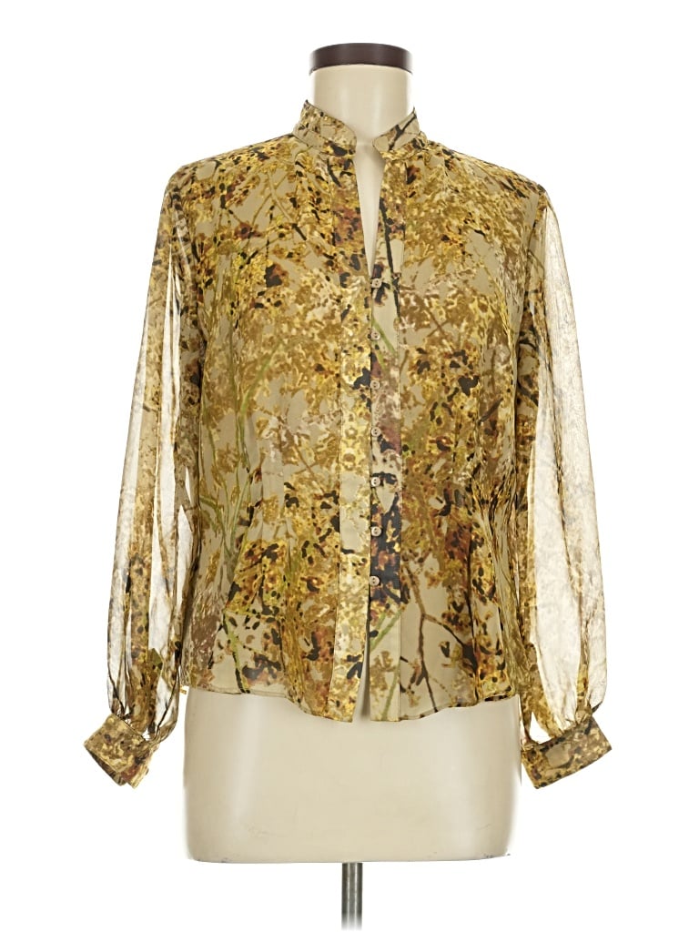 Pre-owned Coldwater Creek Long Sleeve Blouse In Gold