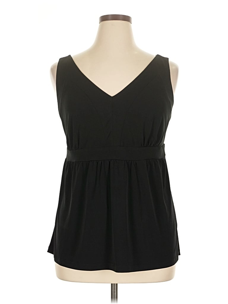 Pre-owned Venezia Tank Top Black Plunge Neckline Tops