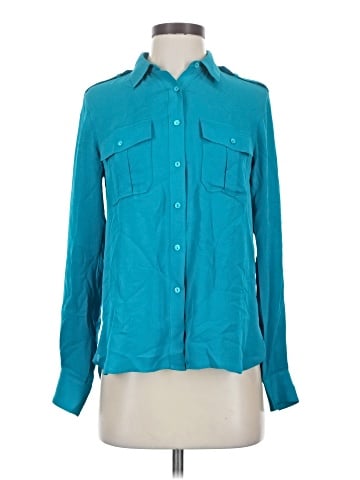 Theory Long Sleeve Silk Top (view 1)