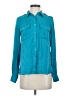Theory 100% Silk Teal Long Sleeve Silk Top Size 00 - 0 - photo 1