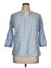 Basic Editions 100% Cotton Blue 3/4 Sleeve Blouse Size XL - photo 1