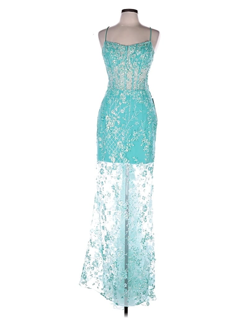 Pre-owned Jvn By Jovani Cocktail Dress In Teal