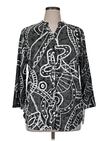 Jess & Jane 3/4 Sleeve Button-Down Shirt (view 1)