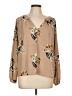 Glam 100% Polyester Tan Long Sleeve Blouse Size L - photo 1