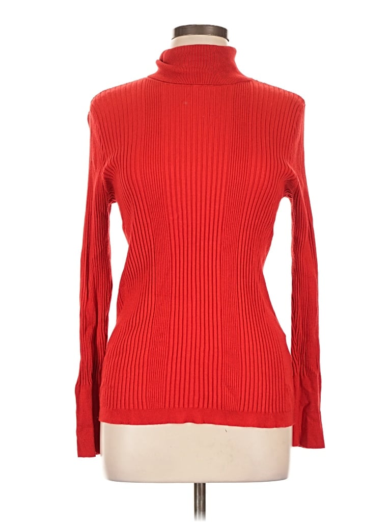 Pre-owned Jm Collection Long Sleeve Top Red Turtleneck Tops