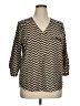 Tacera 100% Polyester Chevron-herringbone Brown 3/4 Sleeve Blouse Size XL - photo 1