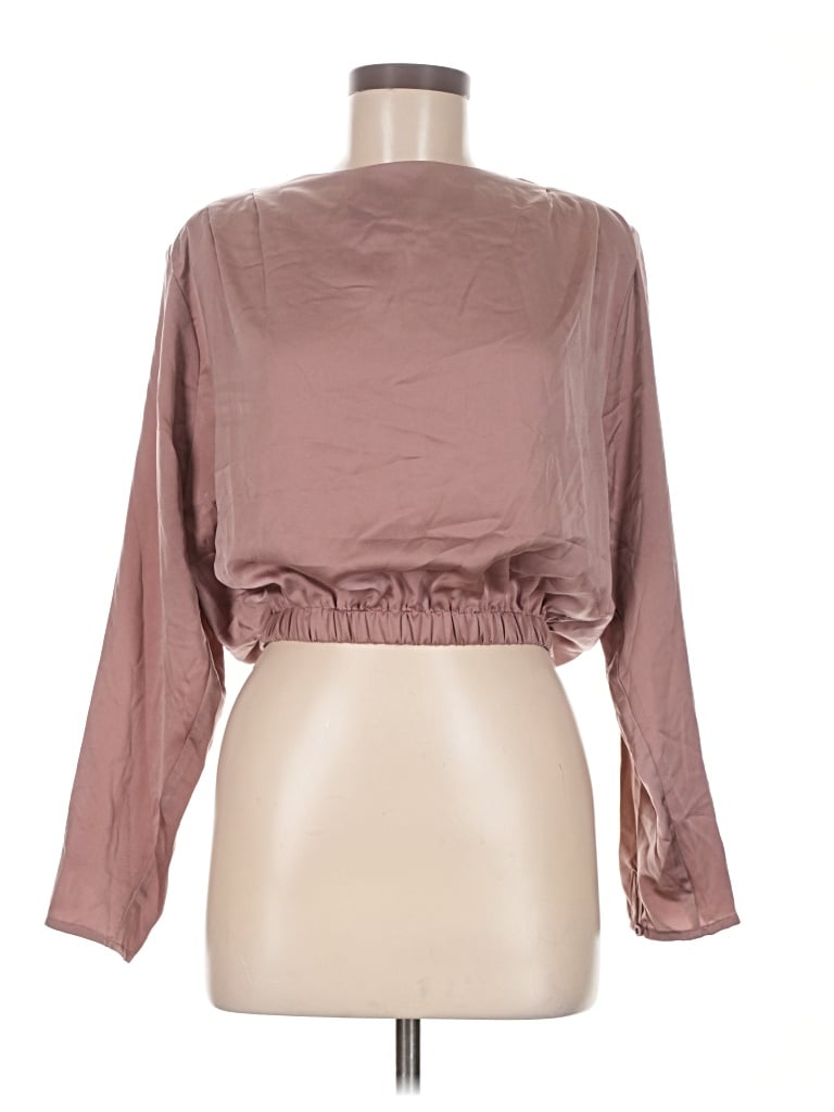 Pre-owned Astr Long Sleeve Blouse In Brown