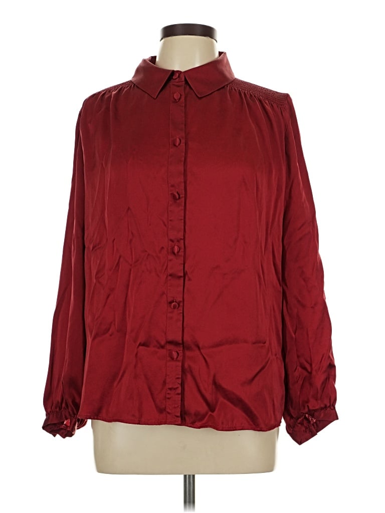 Pre-owned Soft Surroundings Long Sleeve Blouse In Burgundy
