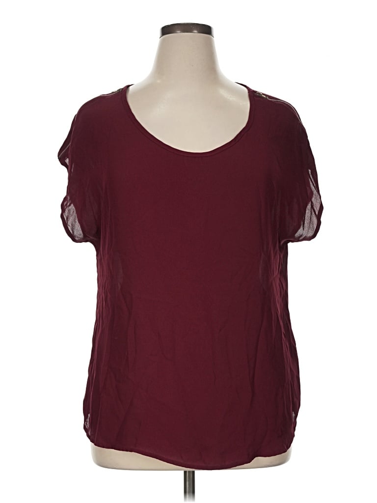 Pre-owned New Look Short Sleeve Blouse In Burgundy
