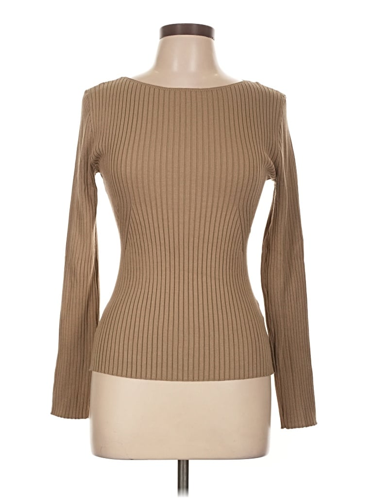 Pre-owned The Workshop Long Sleeve Top Tan Boatneck Tops