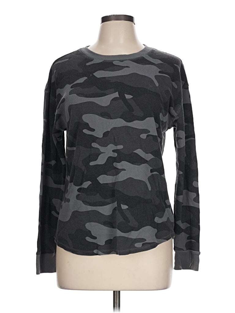 Pre-owned Time And Tru Long Sleeve T-shirt In Gray