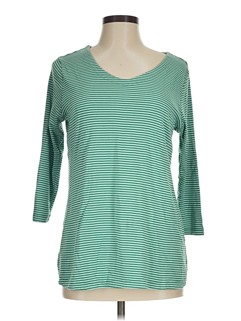 Pre-owned Jjill 3/4 Sleeve T-shirt In Green