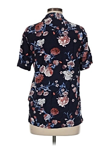 Denim & Flower Short Sleeve Blouse (view 2)