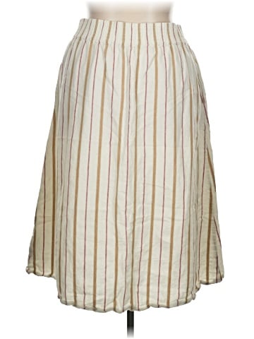 Madewell Linen-Cotton Smocked-Waist Button-Front Midi Skirt (view 2)