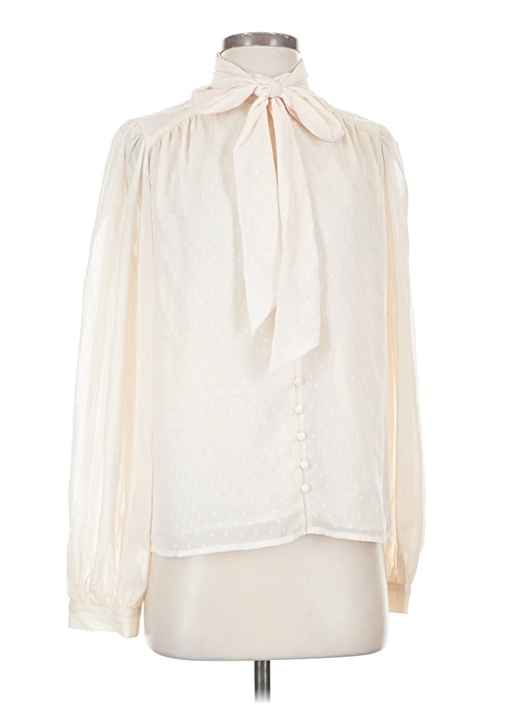 Pre-owned Lulus Long Sleeve Blouse In Ivory