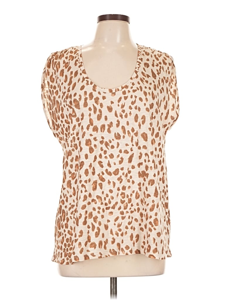 Pre-owned Express Short Sleeve Blouse In Tan