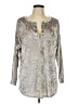 Hailey & Co. Metallic Silver Long Sleeve Blouse Size L - photo 1