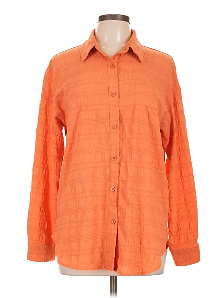 Pre-owned Hotouch Long Sleeve Button Down Shirt In Orange