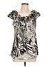 Spense 100% Polyester Animal Print Aztec Or Tribal Print Silver Short Sleeve Blouse Size L - photo 1