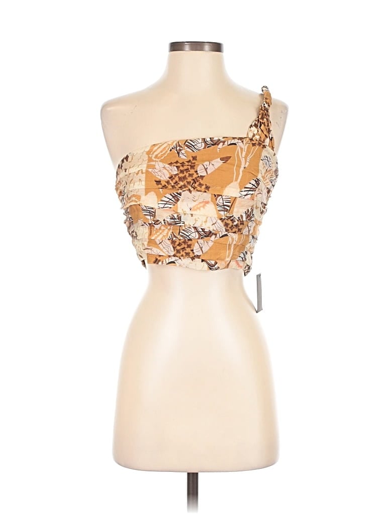 Lulus Sleeveless Top Orange One Shoulder Neckline Tops In Gray