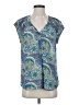 Daniel Rainn 100% Polyester Paisley Blue Short Sleeve Blouse Size S - photo 1