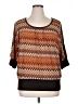 Zena 100% Polyester Brown Orange 3/4 Sleeve Blouse Size XL (petite) - photo 1