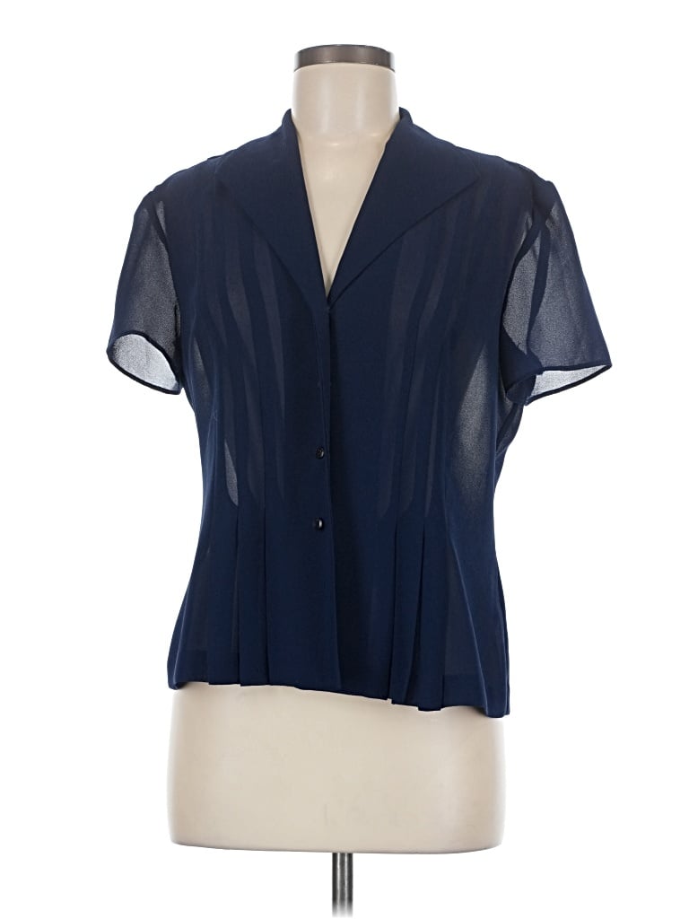 Pre-owned Danny & Nicole Short Sleeve Blouse In Blue