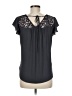 Ann Taylor LOFT 100% Polyester Gray Short Sleeve Top Size M (petite) - photo 2
