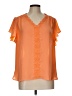 Counterparts 100% Polyester Orange Short Sleeve Blouse Size L - photo 1