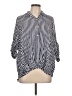 Just Living 100% Rayon Stripes Black 3/4 Sleeve Button-Down Shirt Size L - photo 1