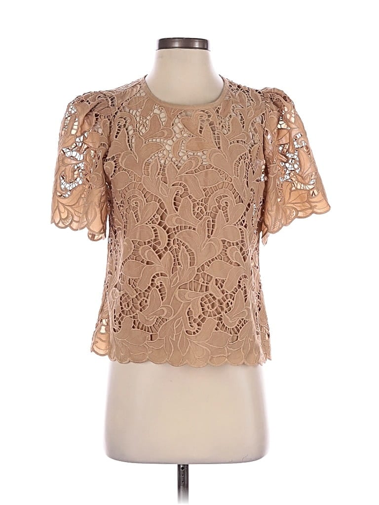 Pre-owned Express Short Sleeve Blouse In Tan