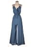 Main Strip 100% Polyester Solid Blue Jumpsuit Size S - photo 1