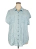 Torrid 100% Tencel Blue Short Sleeve Button-Down Shirt Size 2X Plus (2) - photo 1