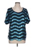 New Directions Blue Short Sleeve Blouse Size L - photo 1