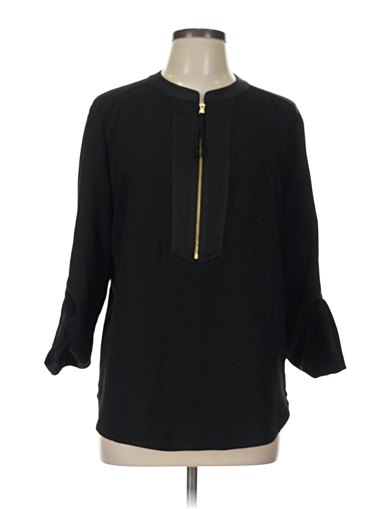 Pre-owned Trina Turk 3/4 Sleeve Blouse In Black
