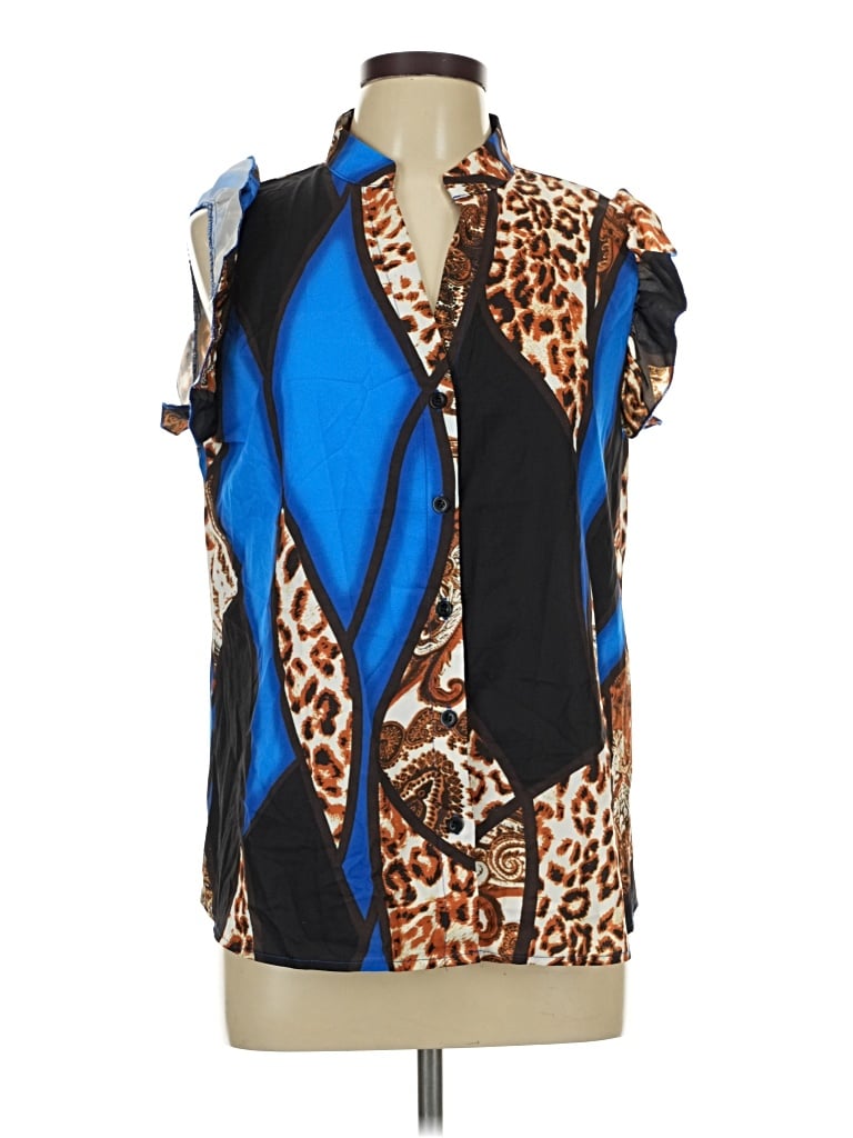 Pre-owned Shein Short Sleeve Blouse In Blue