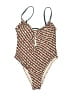 Cupshe Tweed Brown Teal One Piece Swimsuit Size M - photo 1