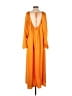 H&M 100% Polyester Orange Casual Dress Size S - photo 2