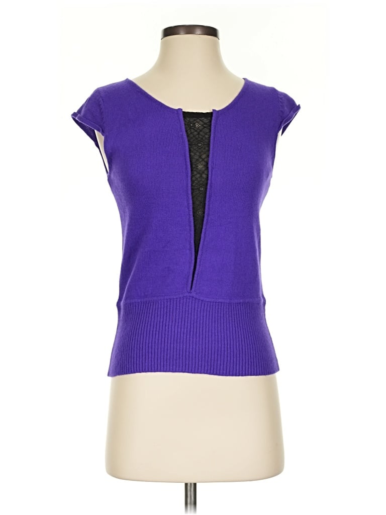 Pre-owned Catherine Malandrino Short Sleeve Top Purple Scoop Neck Tops