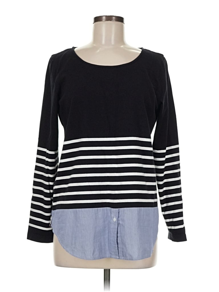 Pre-owned Elliott Lauren Long Sleeve Top Black Boatneck Tops