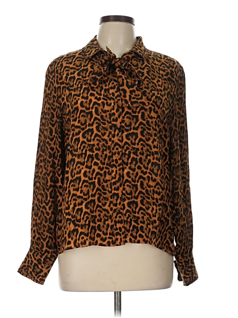 Pre-owned Jcrew Long Sleeve Blouse In Brown