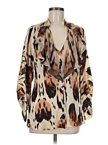 Roberto Cavalli Long Sleeve Silk Top (view 1)
