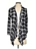 About A Girl Plaid Gray Kimono Size S - photo 1