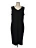 North Style Solid Black Casual Dress Size L (petite) - photo 1