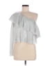 Likely 100% Polyester Metallic Silver 3/4 Sleeve Blouse Size S - photo 1