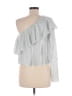 Likely 100% Polyester Metallic Silver 3/4 Sleeve Blouse Size S - photo 2