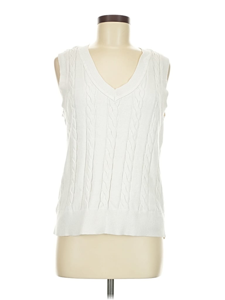 Pre-owned Karen Scott Sleeveless T-shirt In Ivory