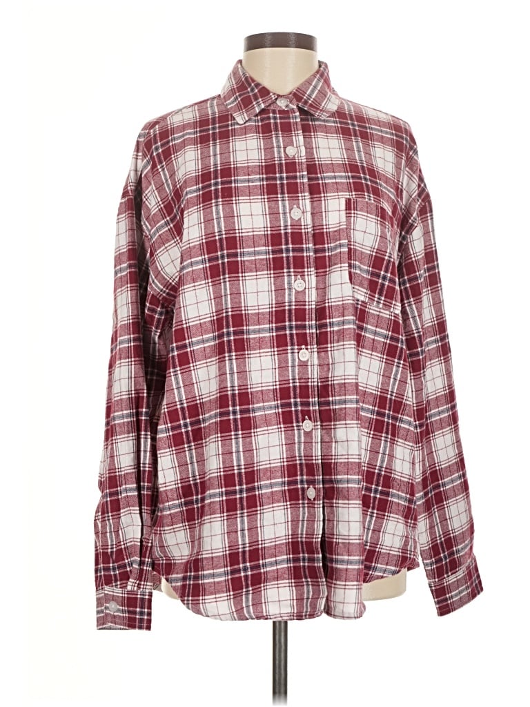 Pre-owned Aéropostale Long Sleeve Button Down Shirt In Burgundy